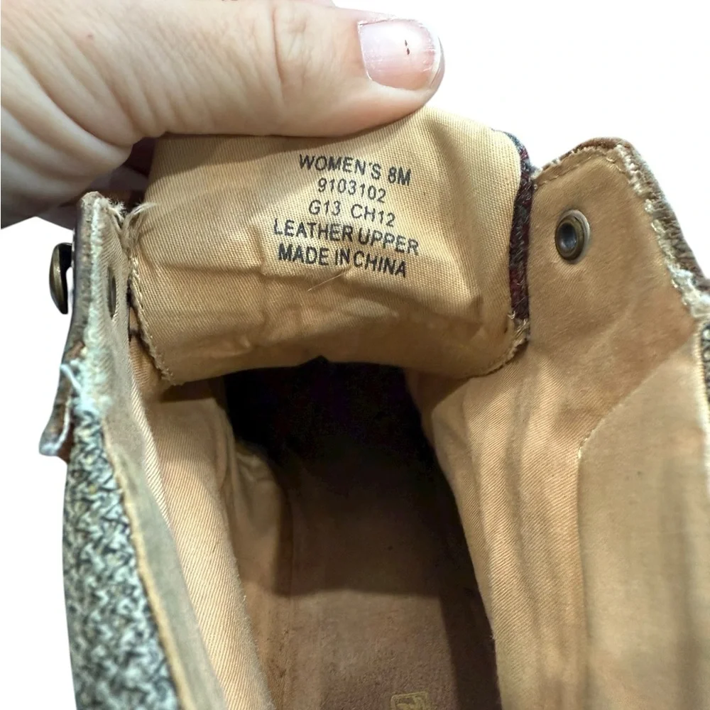 Sperry Brown Sperry Bailey duck wedge boots in Brown Leather‎ & Plaid size 8